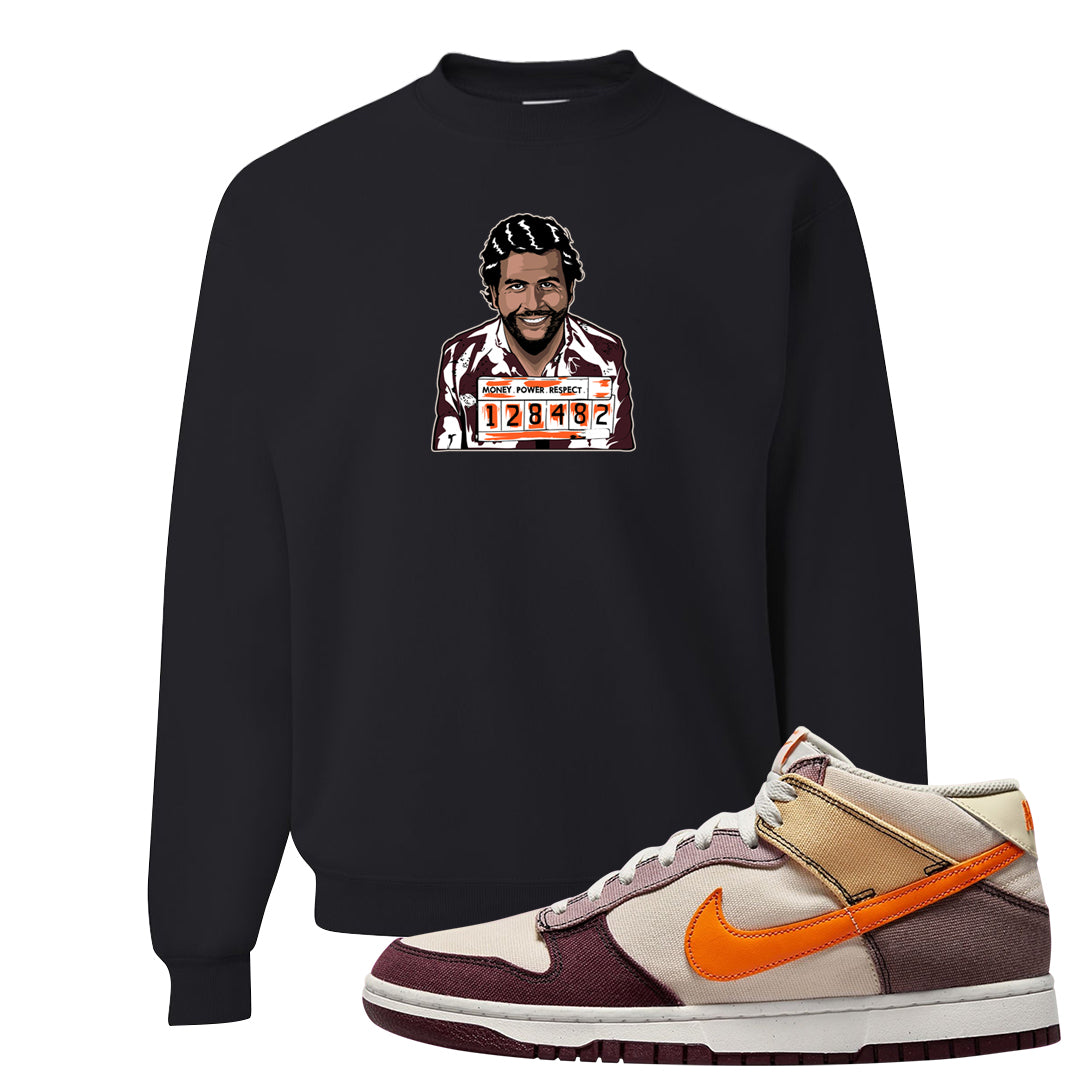 Coconut Milk Mid Dunks Crewneck Sweatshirt | Escobar Illustration, Black