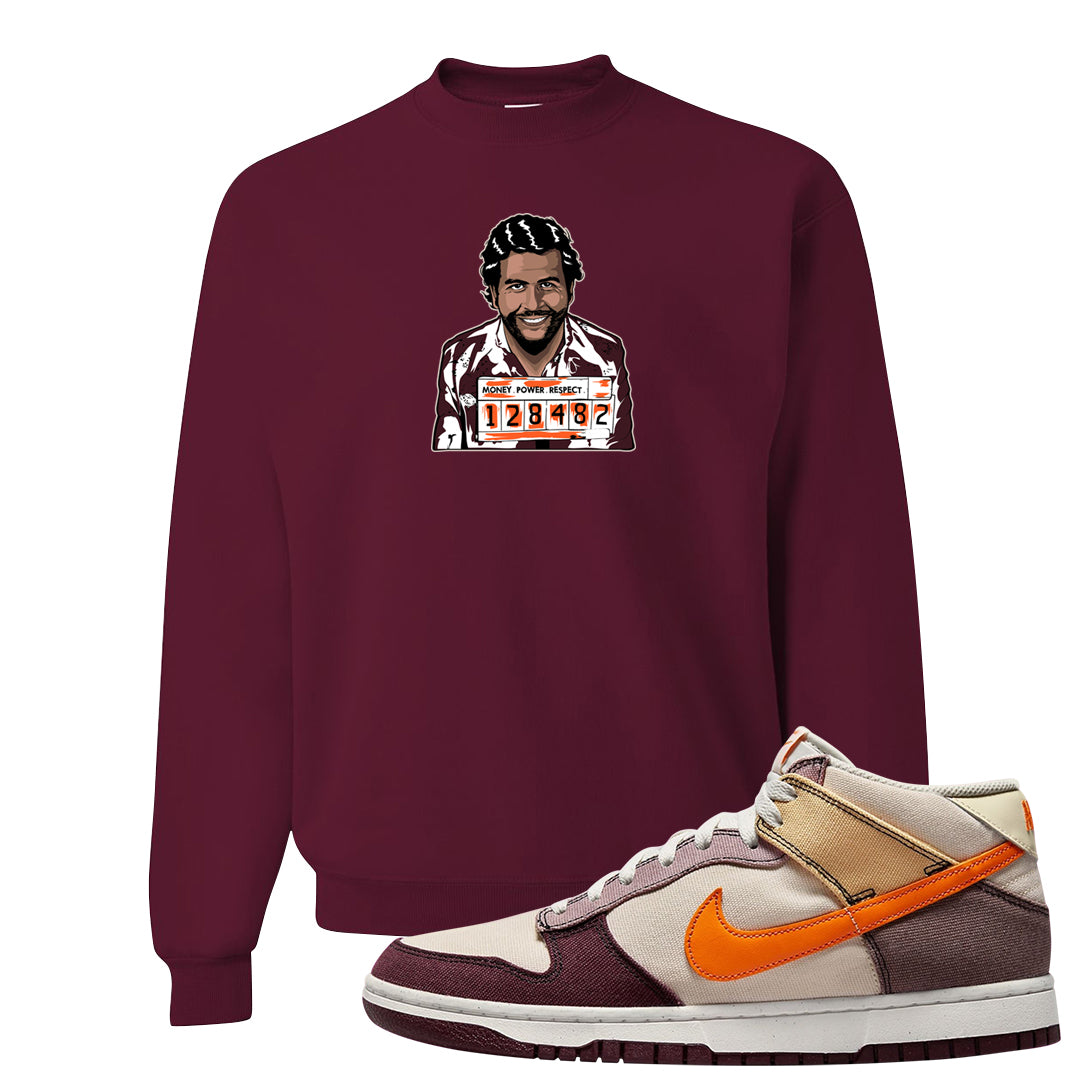 Coconut Milk Mid Dunks Crewneck Sweatshirt | Escobar Illustration, Maroon