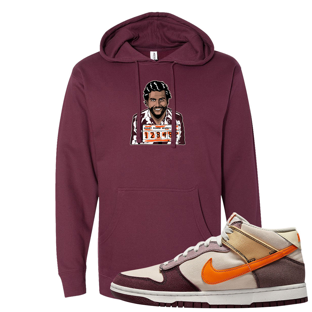 Coconut Milk Mid Dunks Hoodie | Escobar Illustration, Maroon