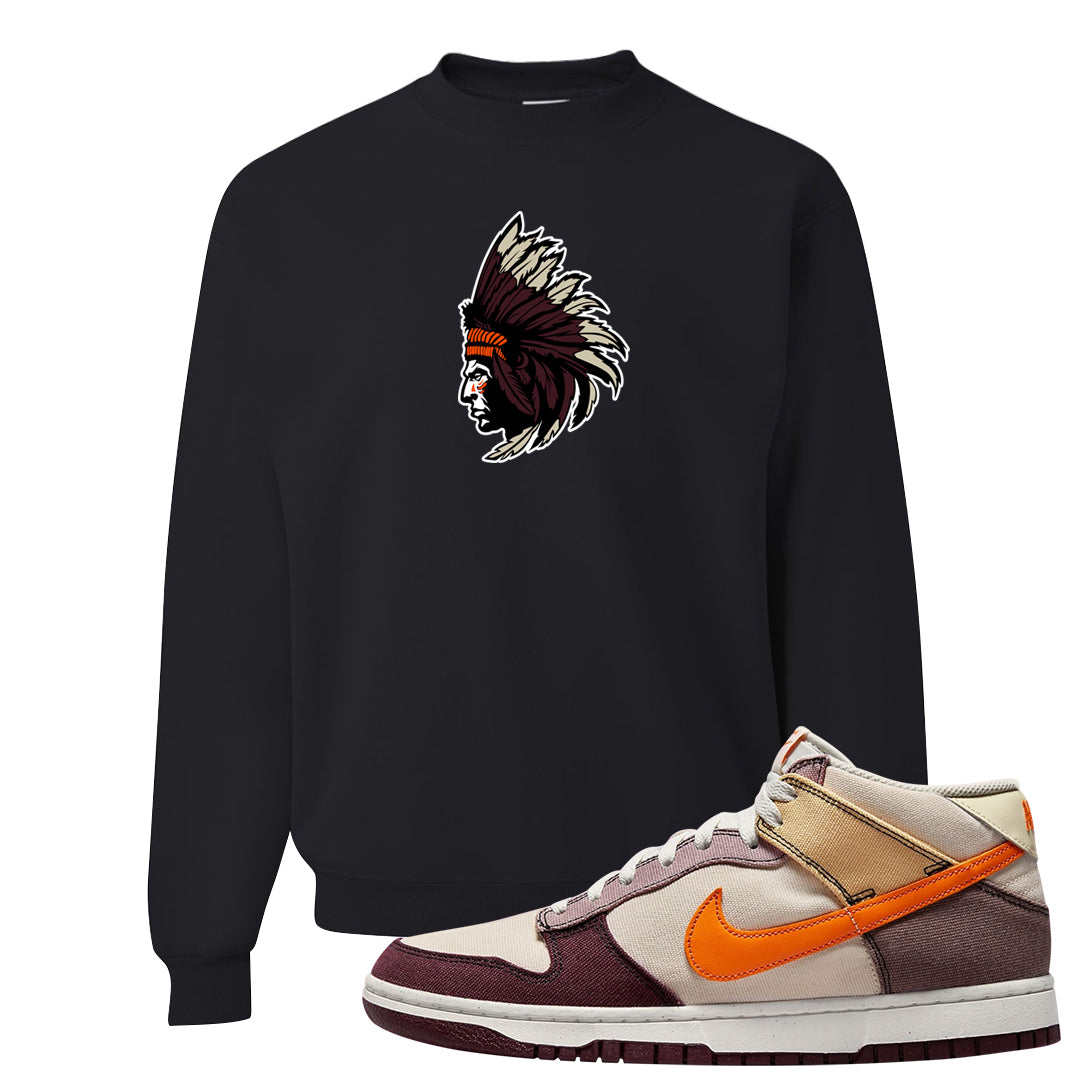 Coconut Milk Mid Dunks Crewneck Sweatshirt | Indian Chief, Black