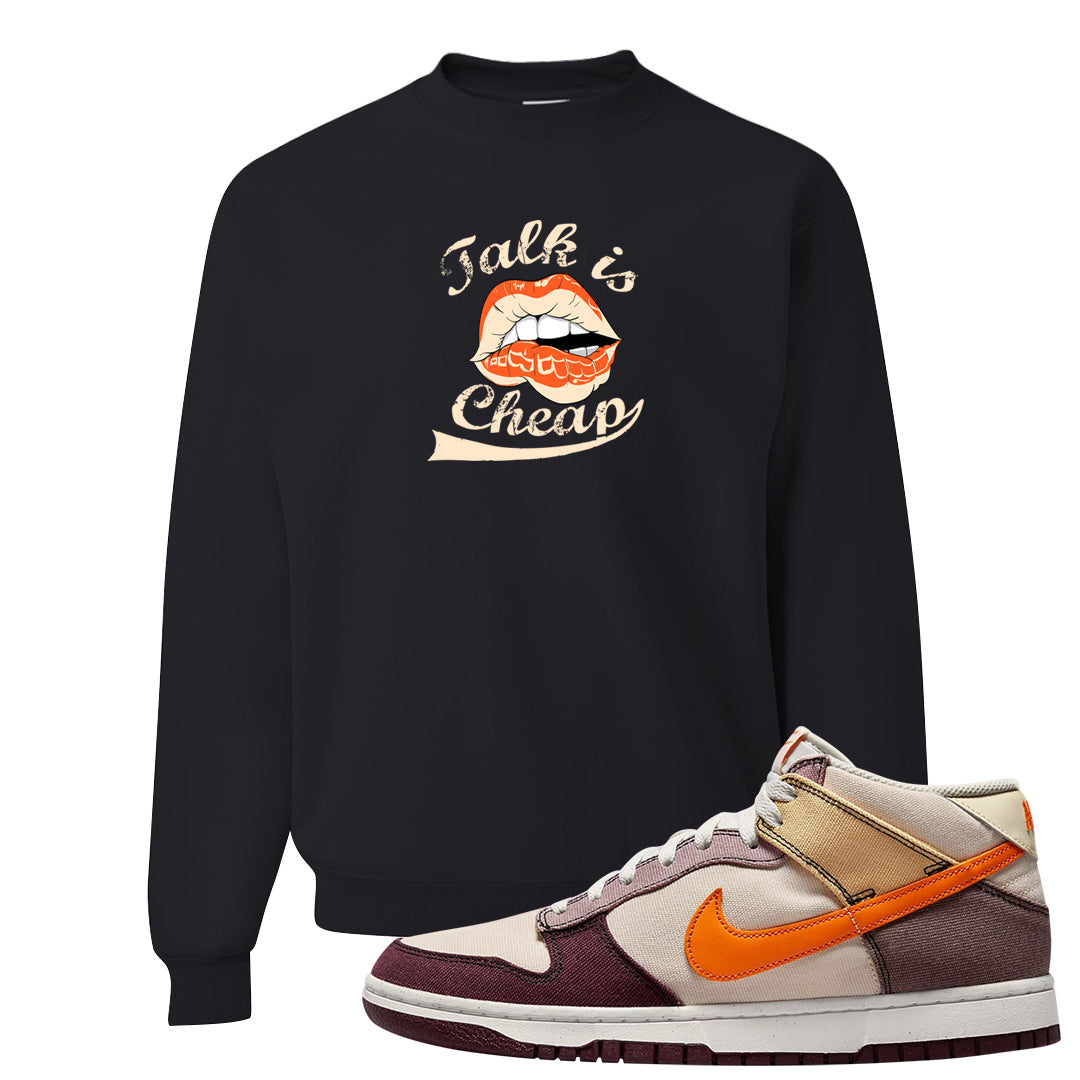 Coconut Milk Mid Dunks Crewneck Sweatshirt | Talk Lips, Black