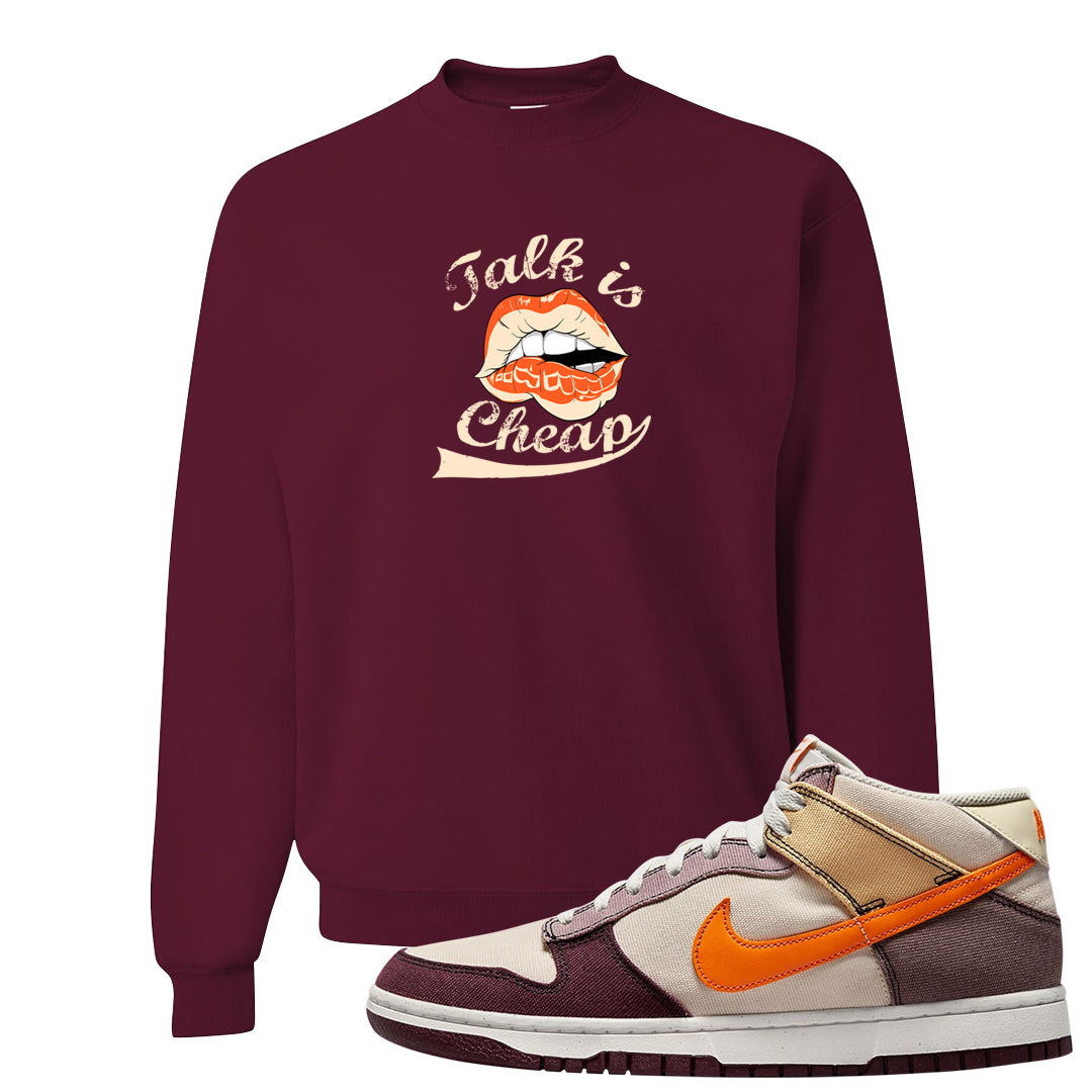 Coconut Milk Mid Dunks Crewneck Sweatshirt | Talk Lips, Maroon