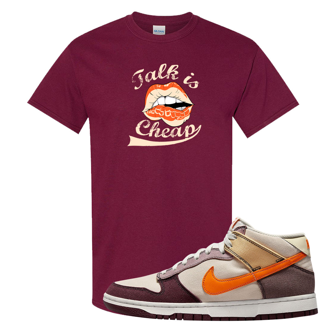 Coconut Milk Mid Dunks T Shirt | Talk Lips, Maroon