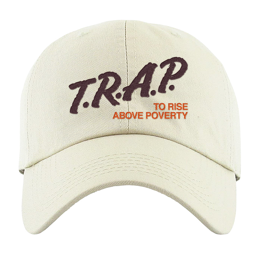 Coconut Milk Mid Dunks Dad Hat | Trap To Rise Above Poverty, White