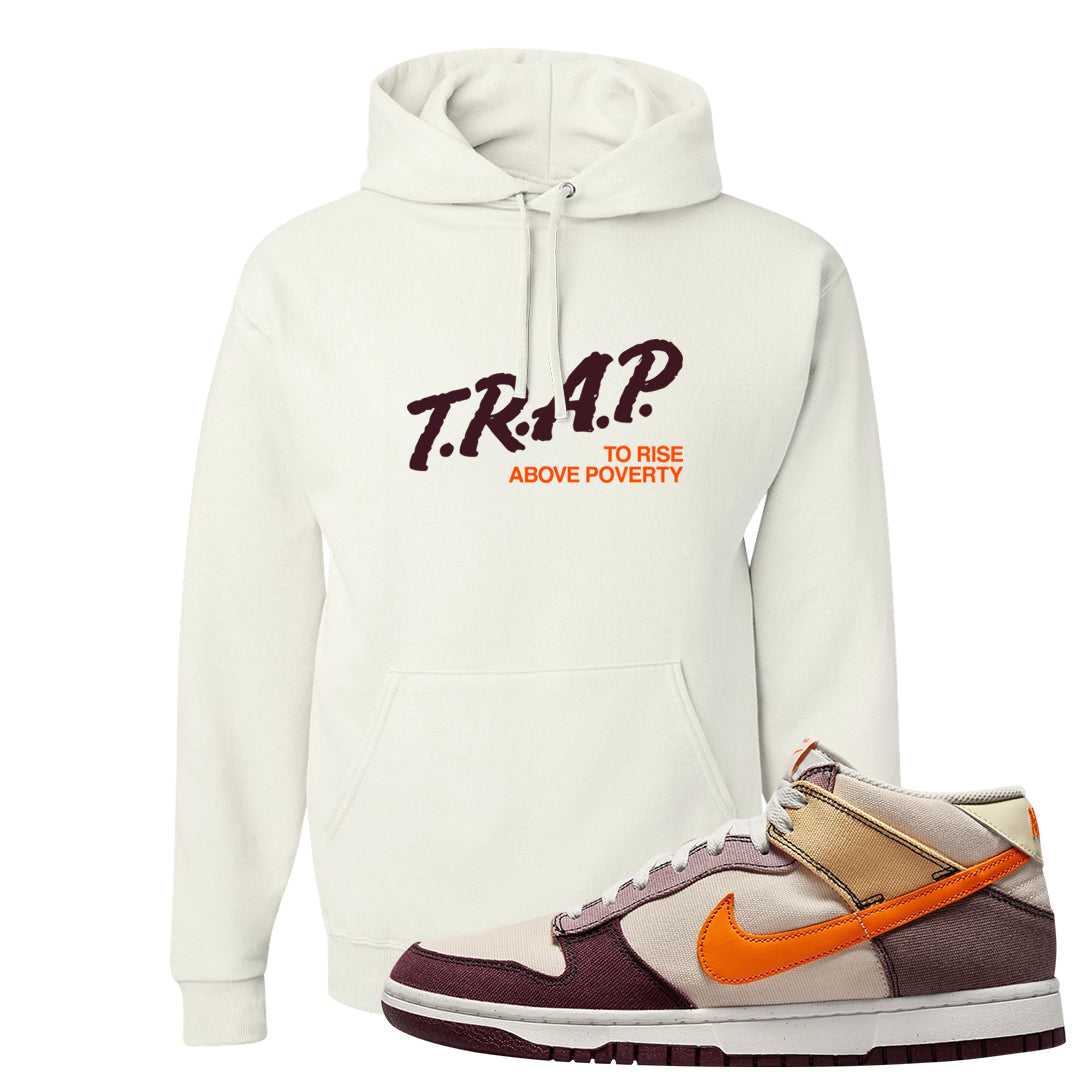 Coconut Milk Mid Dunks Hoodie | Trap To Rise Above Poverty, White