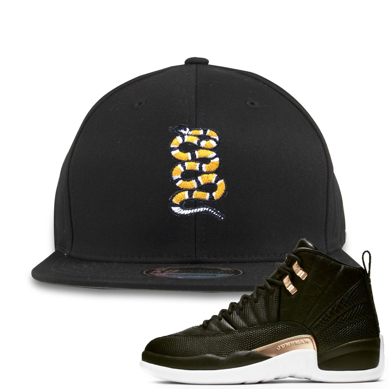 Reptile WMNS 12s Snapback | Coiled Snake, Black