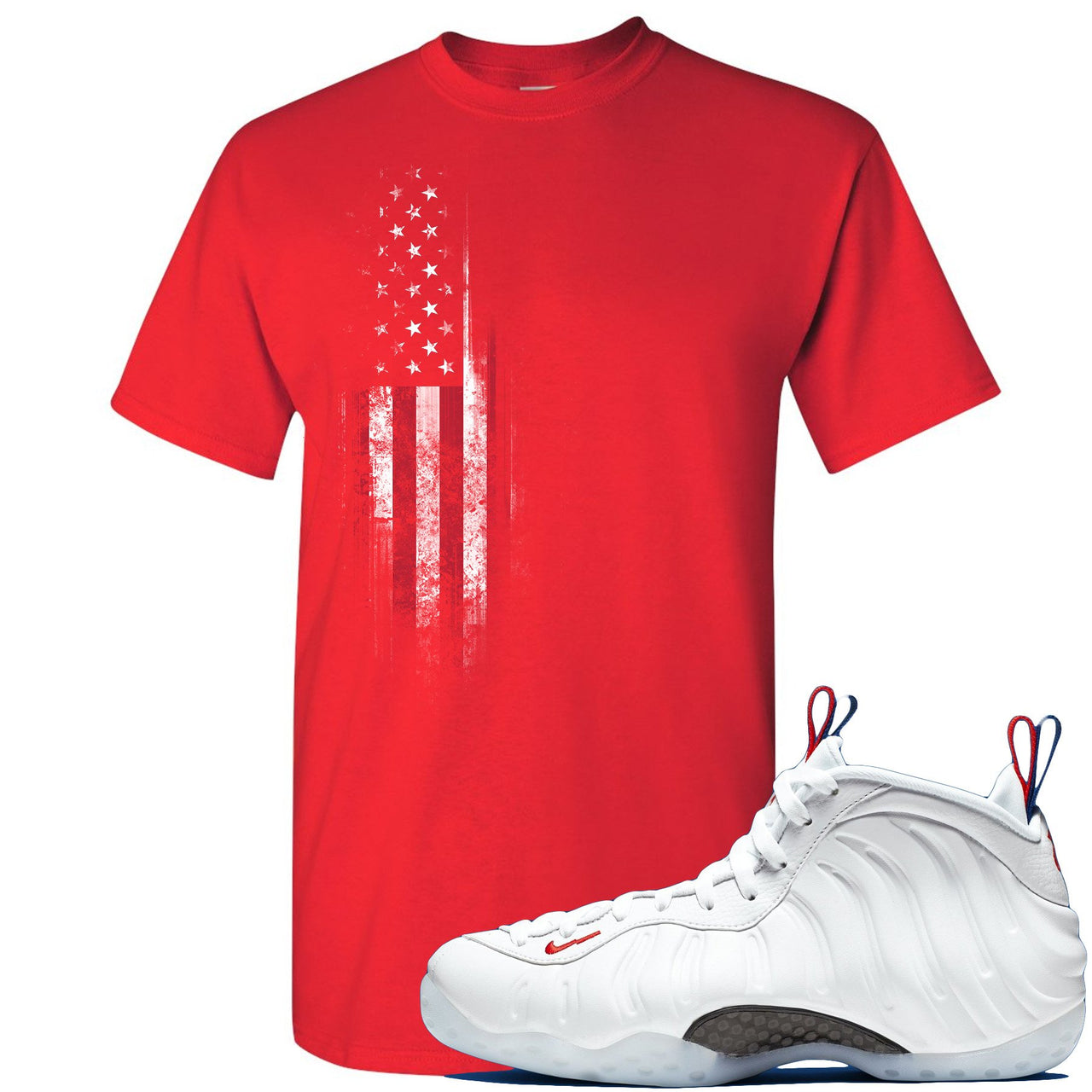 USA One Foams T Shirt | Distressed American Flag, Red