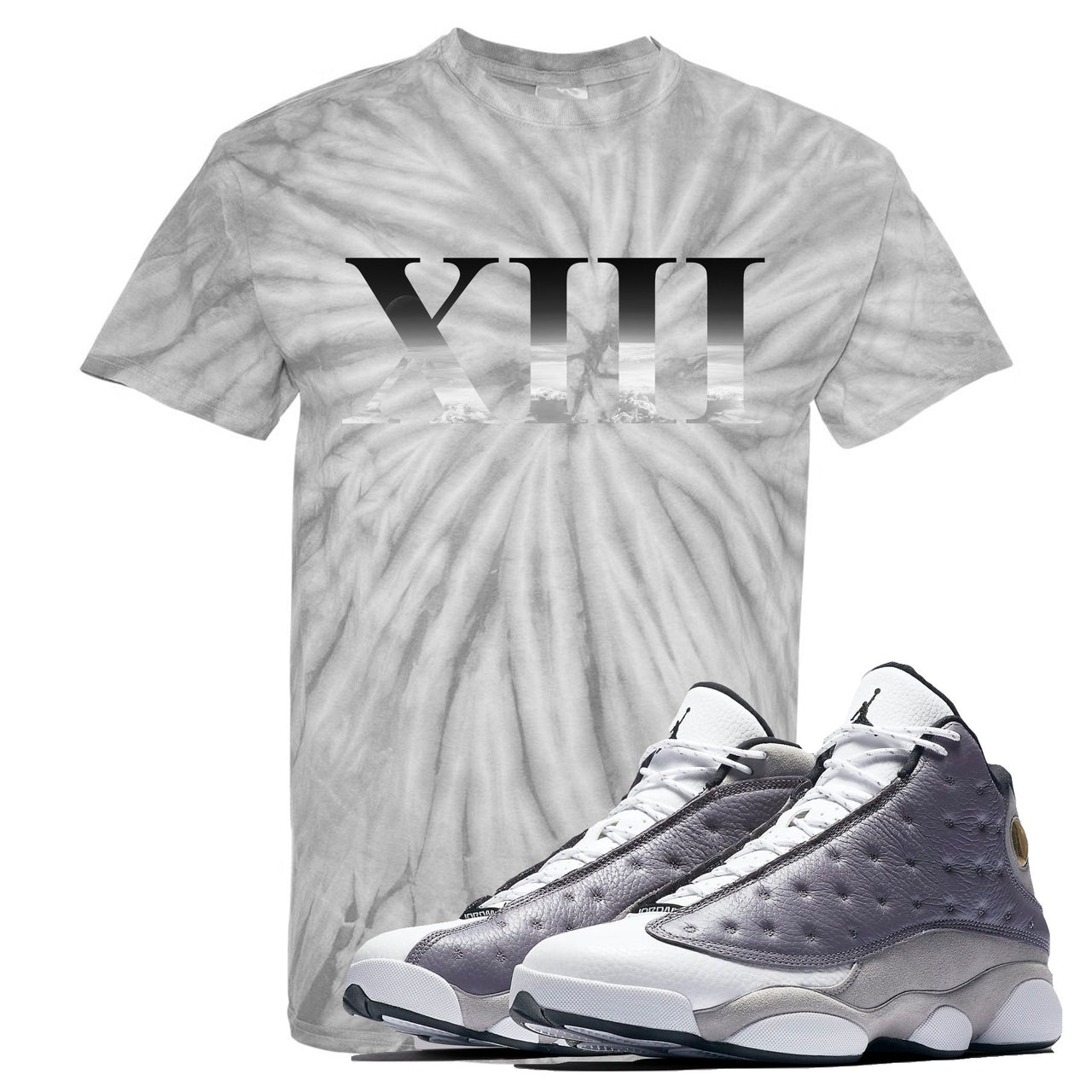 Atmosphere Grey 13s T Shirt | XIII, Tie-Dye Light Gray