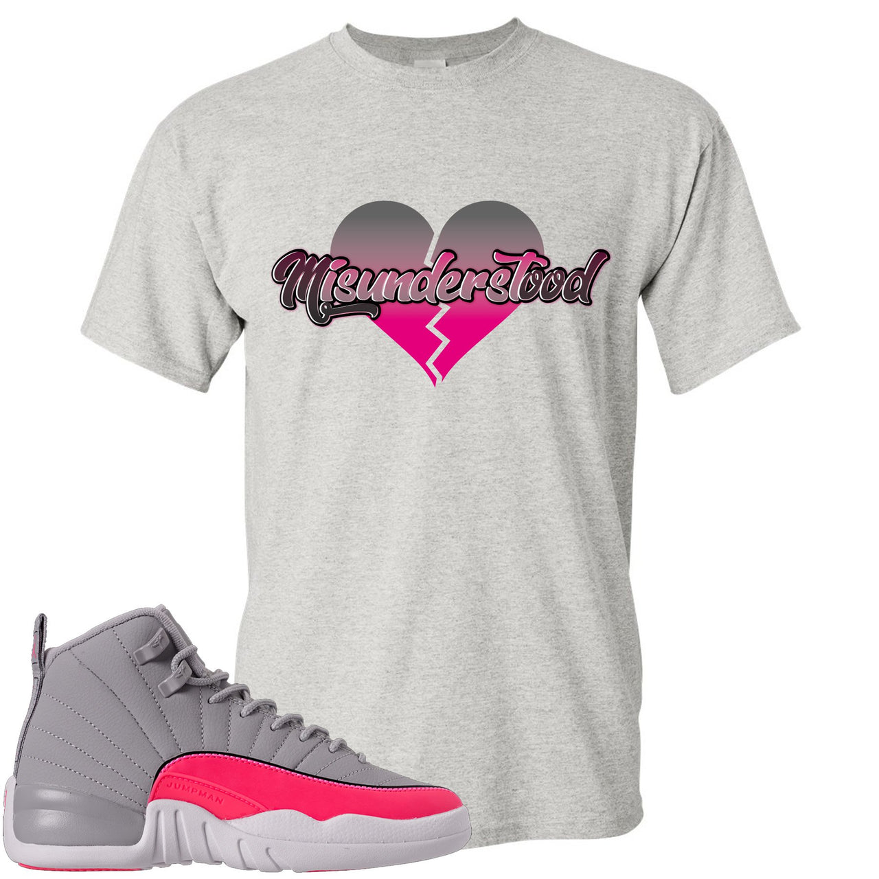 Grey Pink 12s T Shirt | Misunderstood, Sports Grey