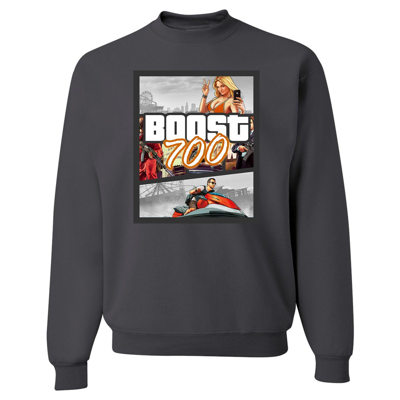 Magnet 700s Crewneck Sweatshirt | Video Game Cover, Charcoal