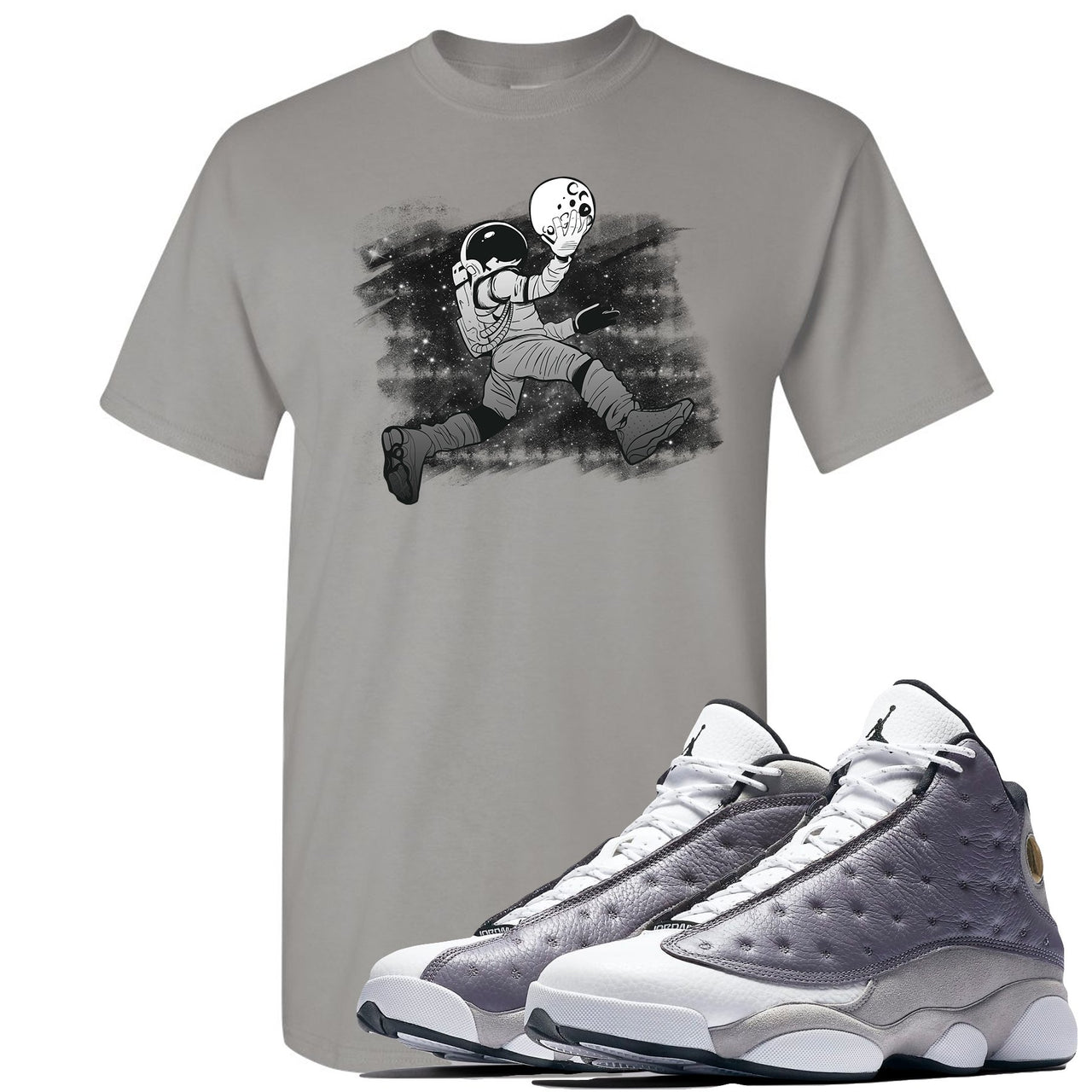 Atmosphere Grey 13s T Shirt | Astronaut Jump, Light Gray