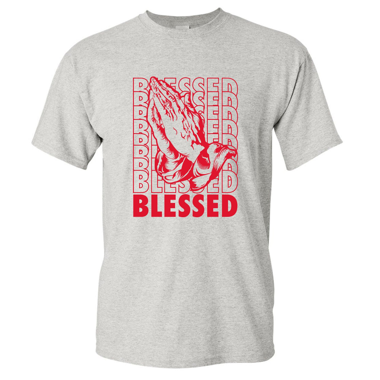 Bred 2019 4s T Shirt | Blessed Praying Hands, Gray