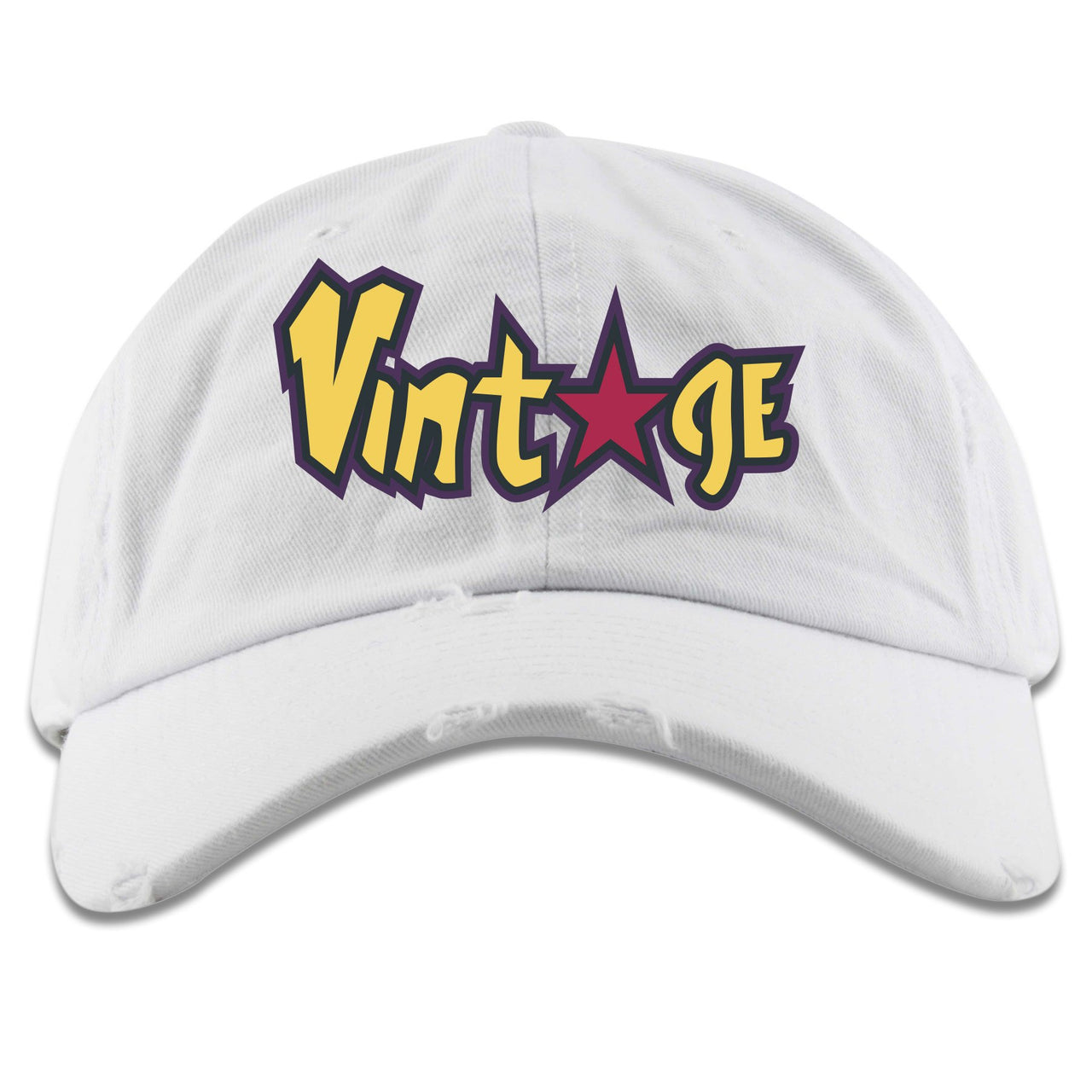 Varsity Maize Mid Blazers Distressed Dad Hat Vintage with Star Logo, White