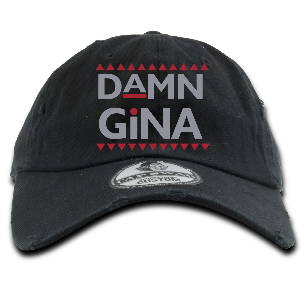 Bred 2019 4s Distressed Dad Hat | Damn Gina, Black