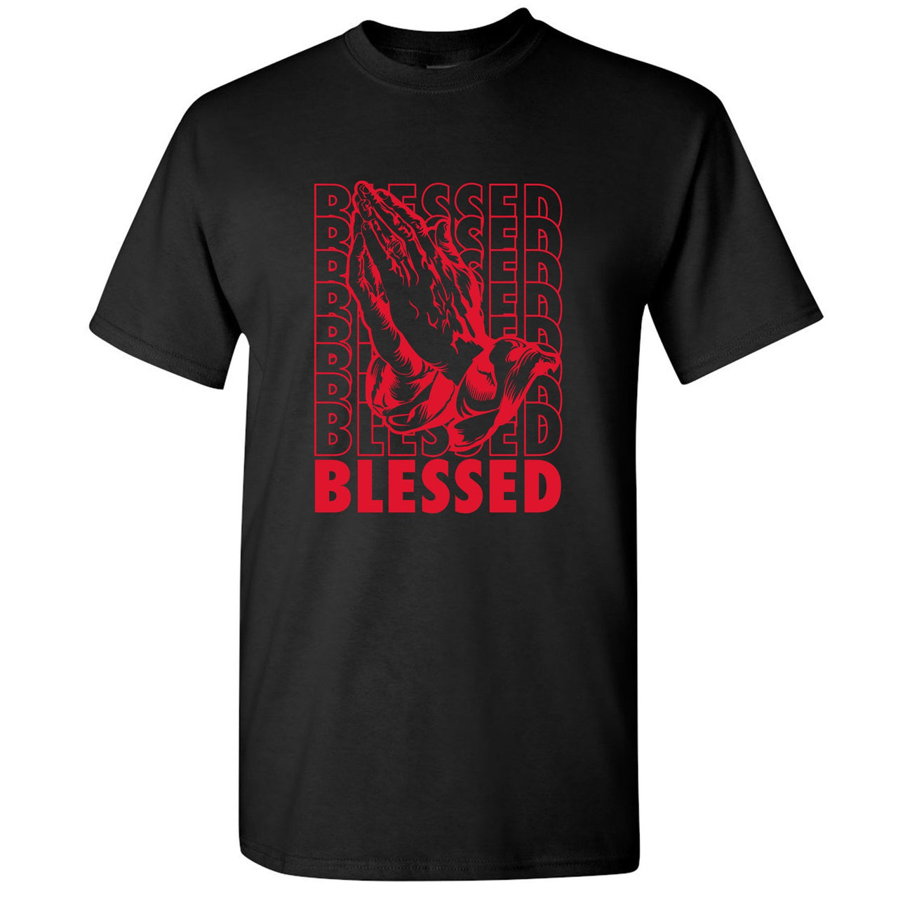 Bred 2019 4s T Shirt | Blessed Praying Hands, Black