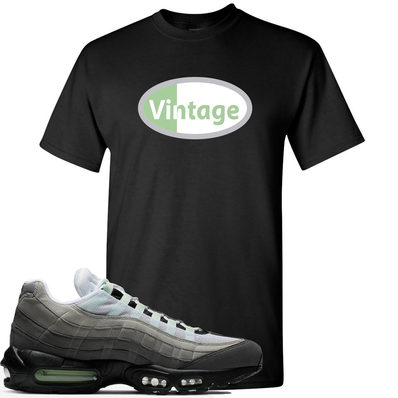 Fresh Mint 95s T Shirt | Vintage Oval Logo, Black