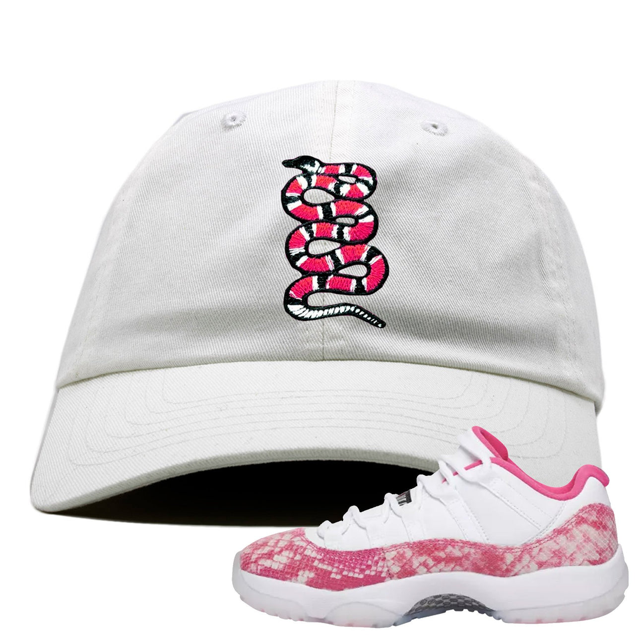 Pink Snakeskin WMNS Low 11s Dad Hat | Coiled Snake, White