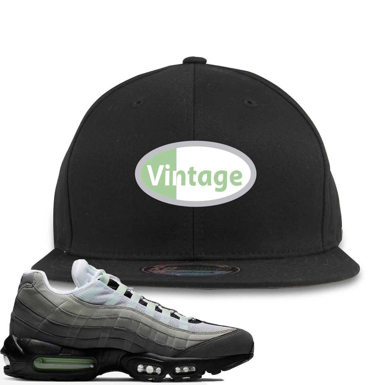 Fresh Mint 95s Snapback | Vintage Oval Logo, Black