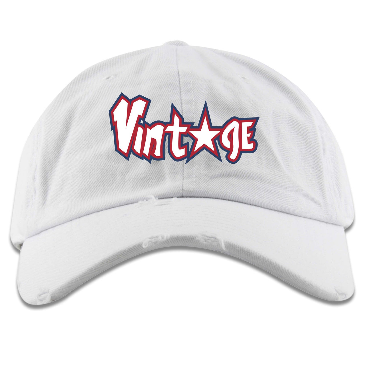 USA One Foams Distressed Dad Hat | Vintage Star, White