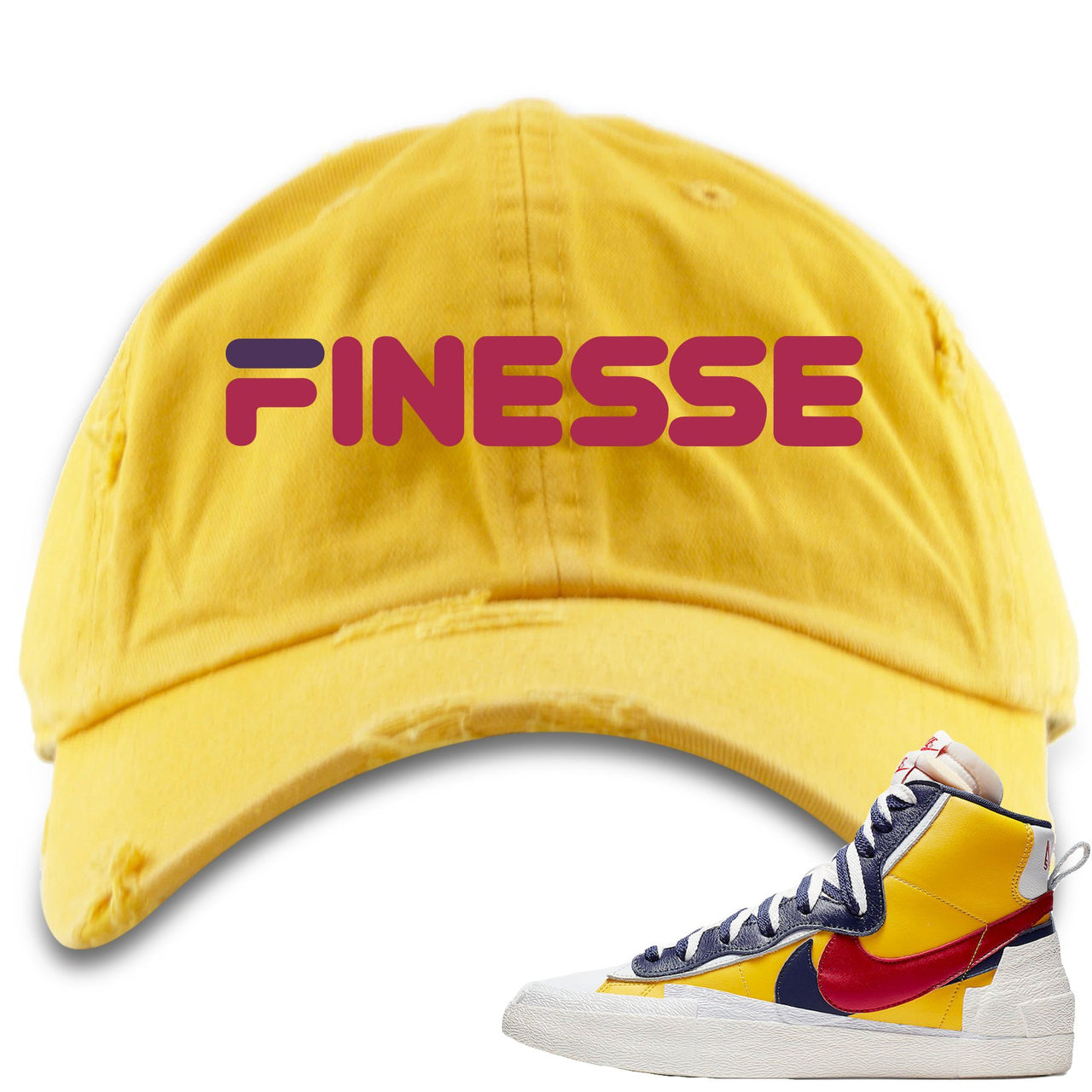 Varsity Maize Mid Blazers Distressed Dad Hat Finesse, Yellow