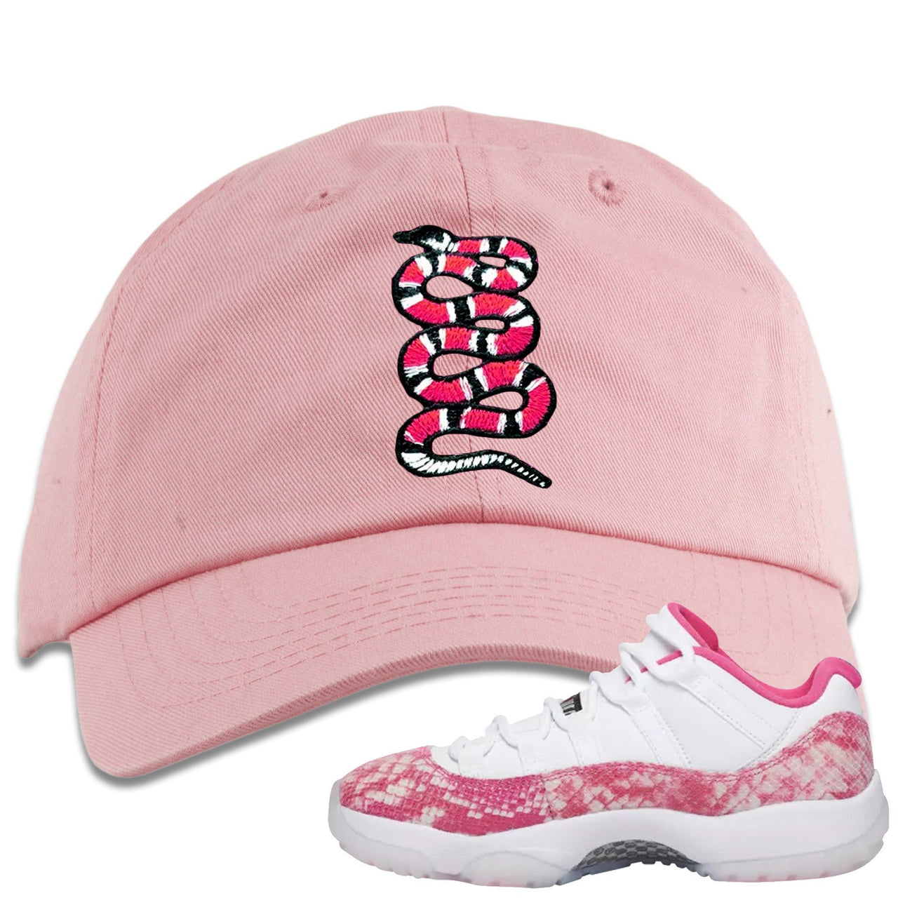 Pink Snakeskin WMNS Low 11s Dad Hat | Coiled Snake, Light Pink