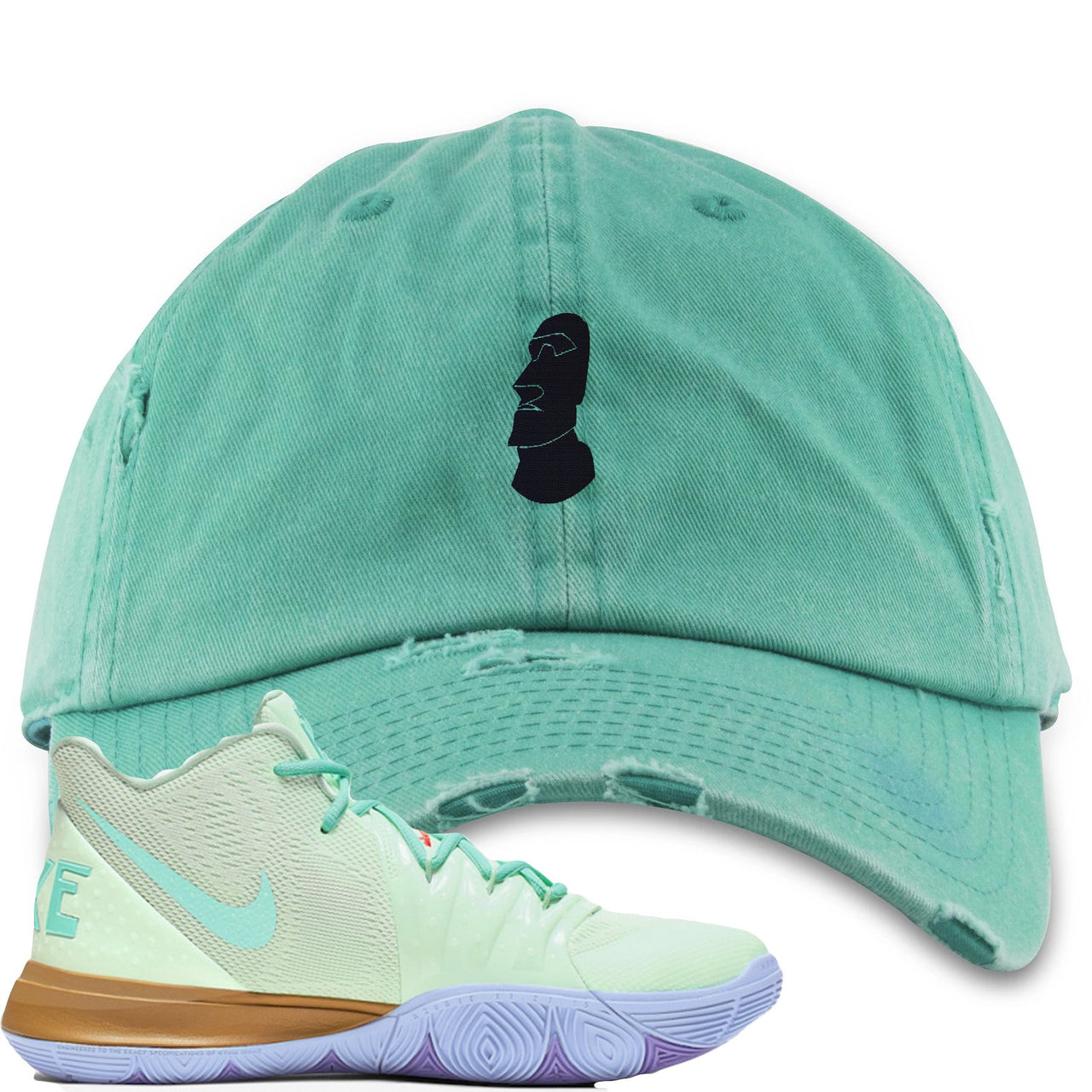 Squid K5s Distressed Dad Hat | Easter Island Head, Turquoise