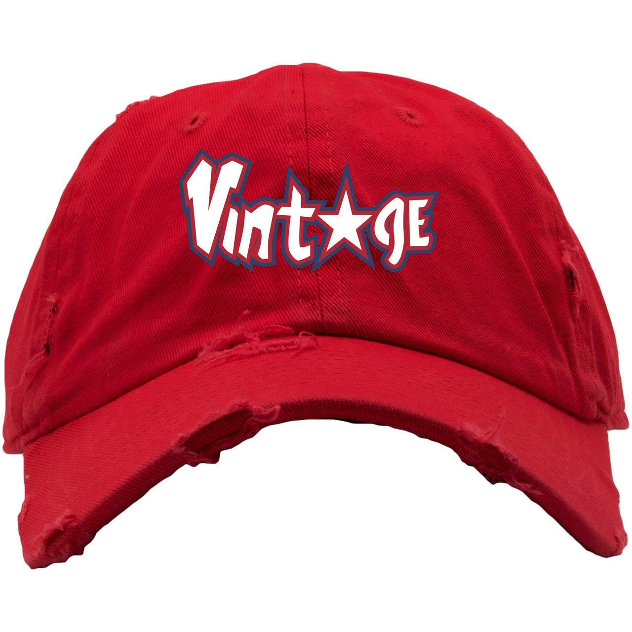 USA One Foams Distressed Dad Hat | Vintage Star, Red