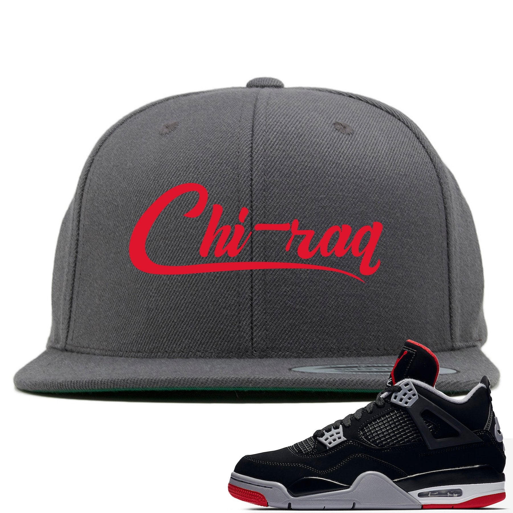 This grey and red hat will match great with your Air Jordan 4 Bred shoes