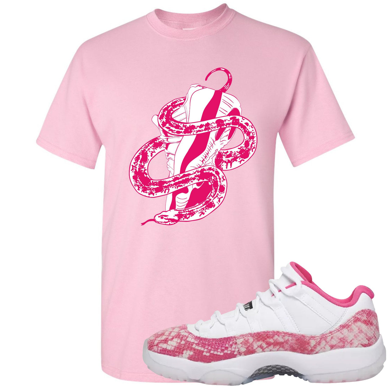 Pink Snakeskin WMNS Low 11s T Shirt | Snake With Shoe, Light Pink