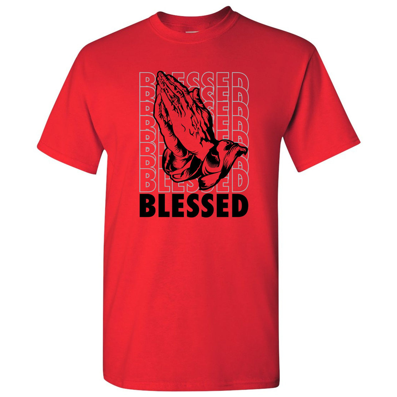 Reflections of a Champion 7s T Shirt | Blessed Praying Hands, Red