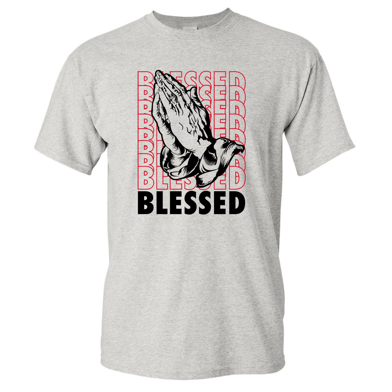 Reflections of a Champion 8s T Shirt | Blessed Praying Hands, Sports Gray