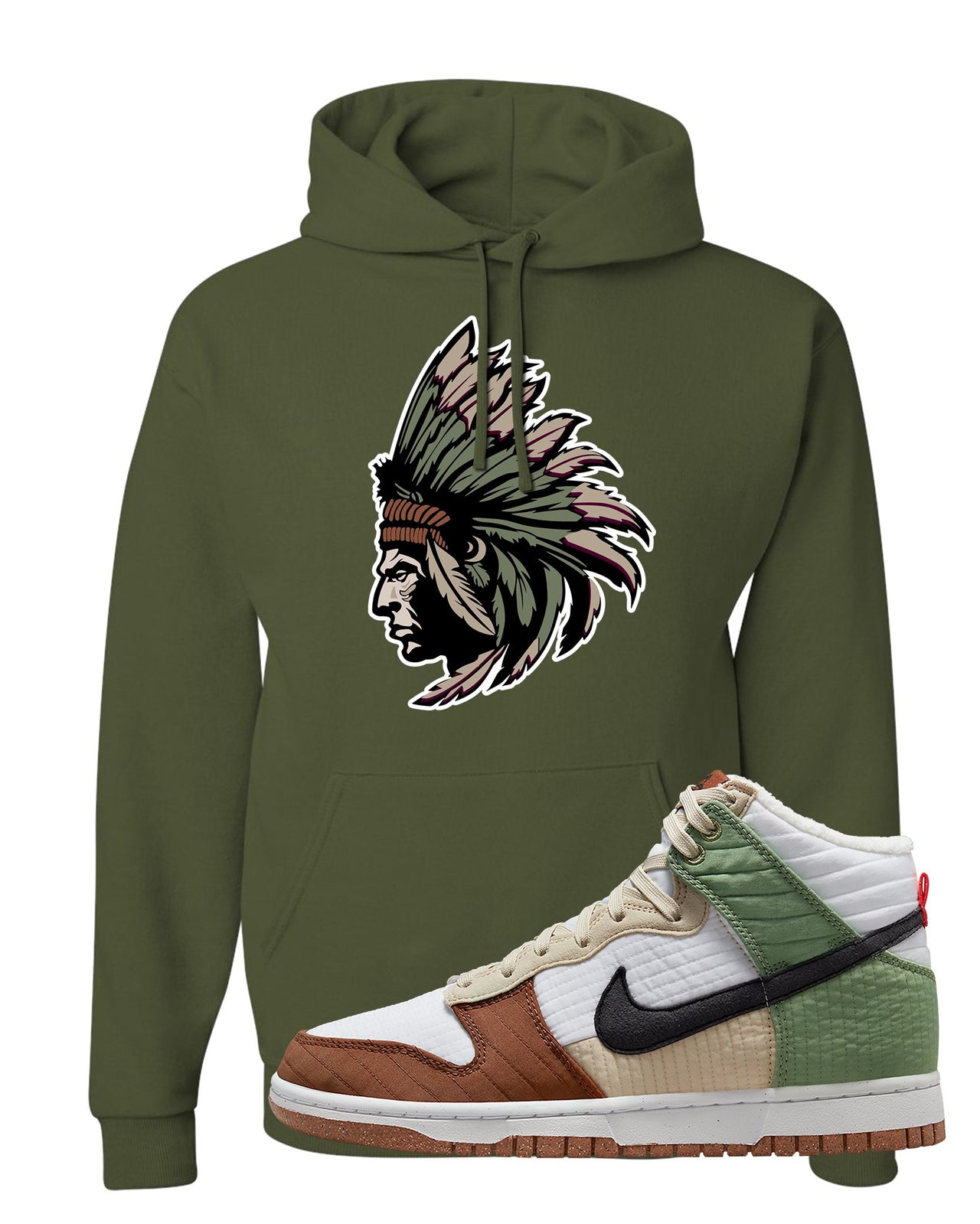 Toasty High Dunks Hoodie | Indian Chief, Military Green