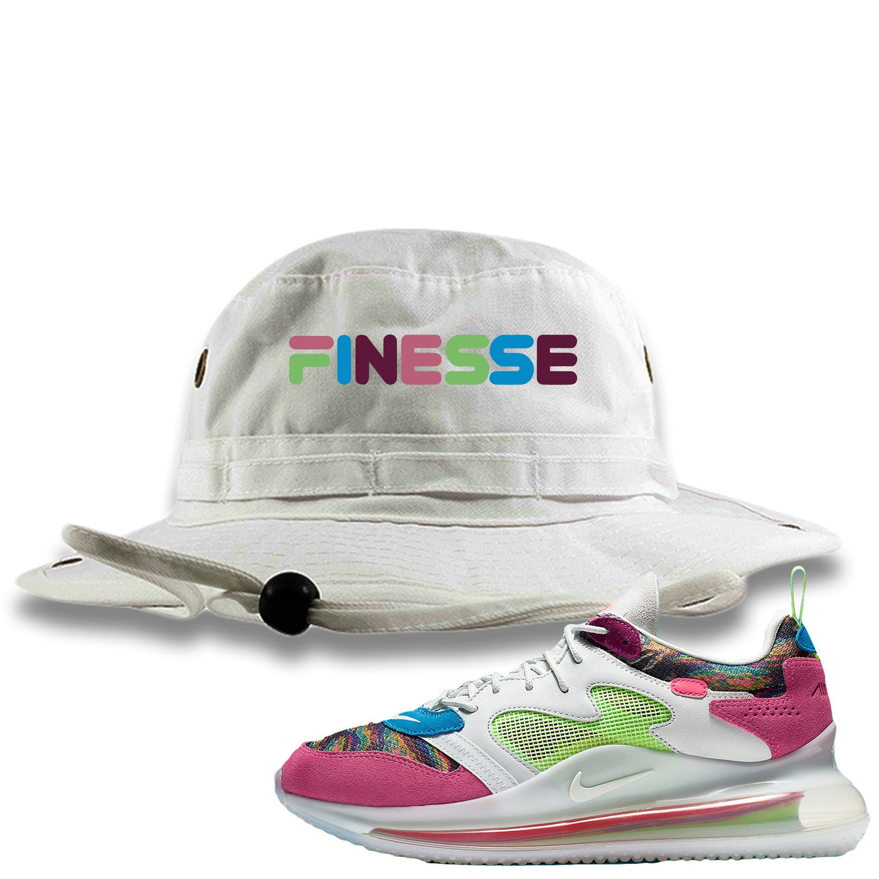 Multi Color Hyper Pink 720s Bucket Hat | Finesse, White