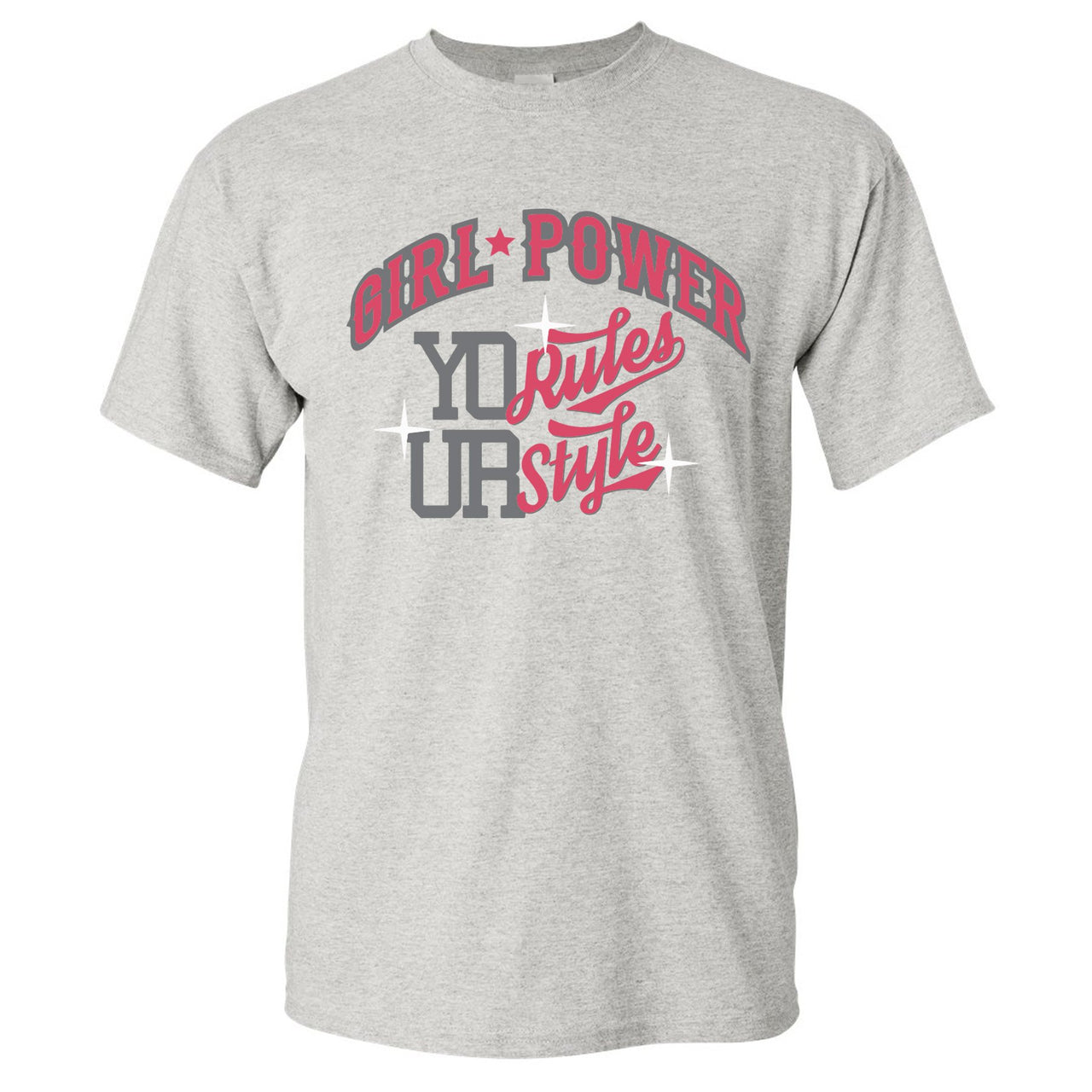 Grey Pink 12s T Shirt | Girl Power, Sports Grey
