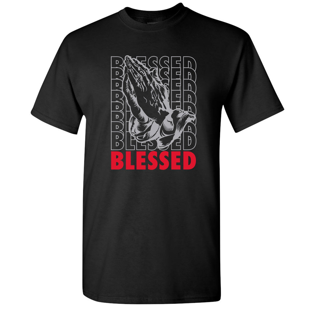 Reflections of a Champion 8s T Shirt | Blessed Praying Hands, Black