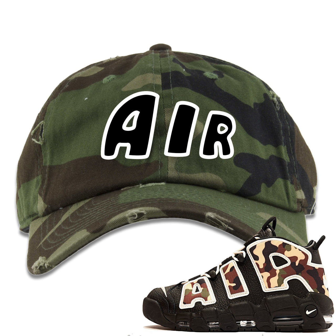 Camo Uptempos Distressed Dad Hat | Air, Camouflage