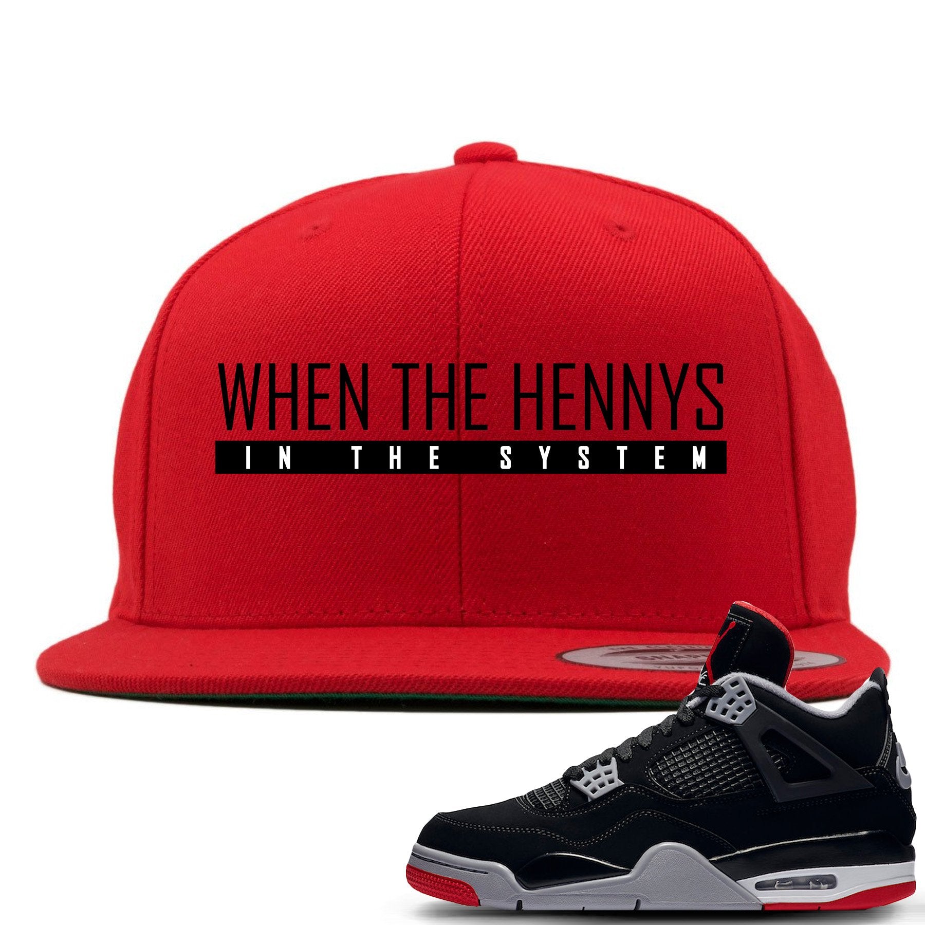 This red and black snapback will match great with your Air Jordan 4 Bred shoes