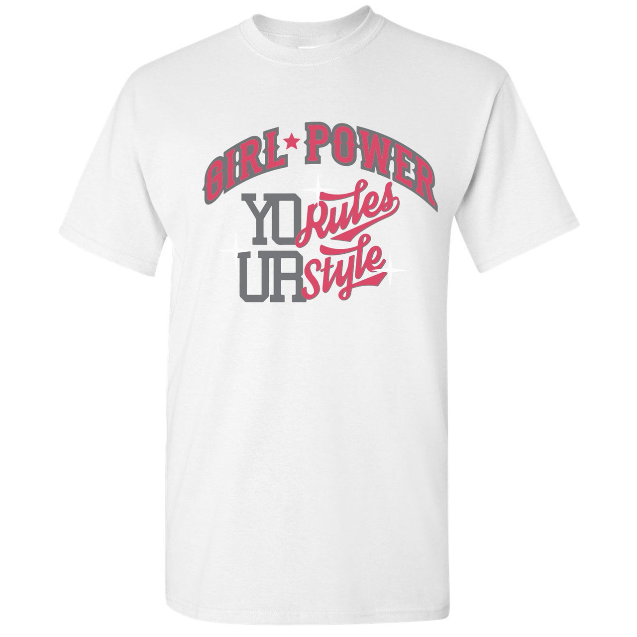 Grey Pink 12s T Shirt | Girl Power, White