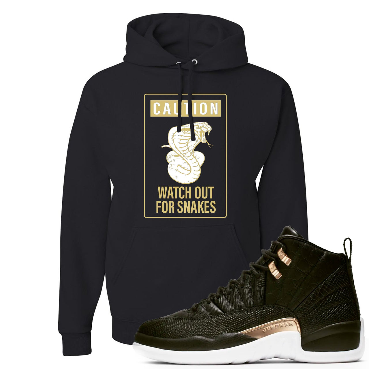 Reptile WMNS 12s Hoodie | Caution Snake, Black