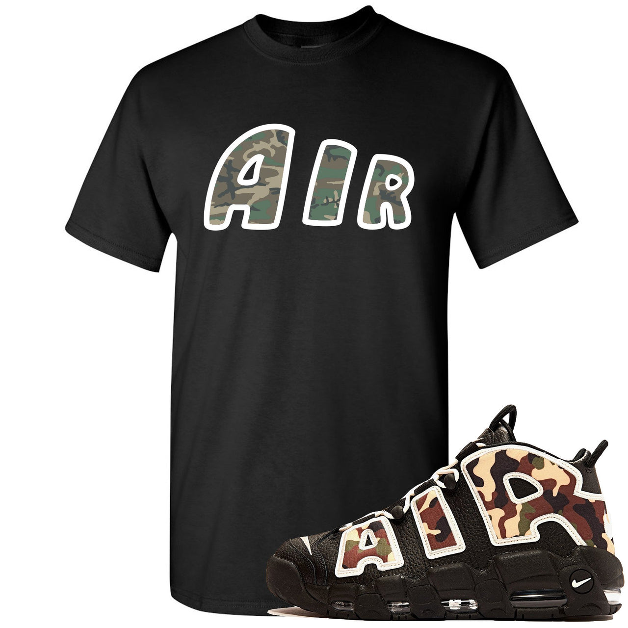 Camo Uptempos T Shirt | Air, Black