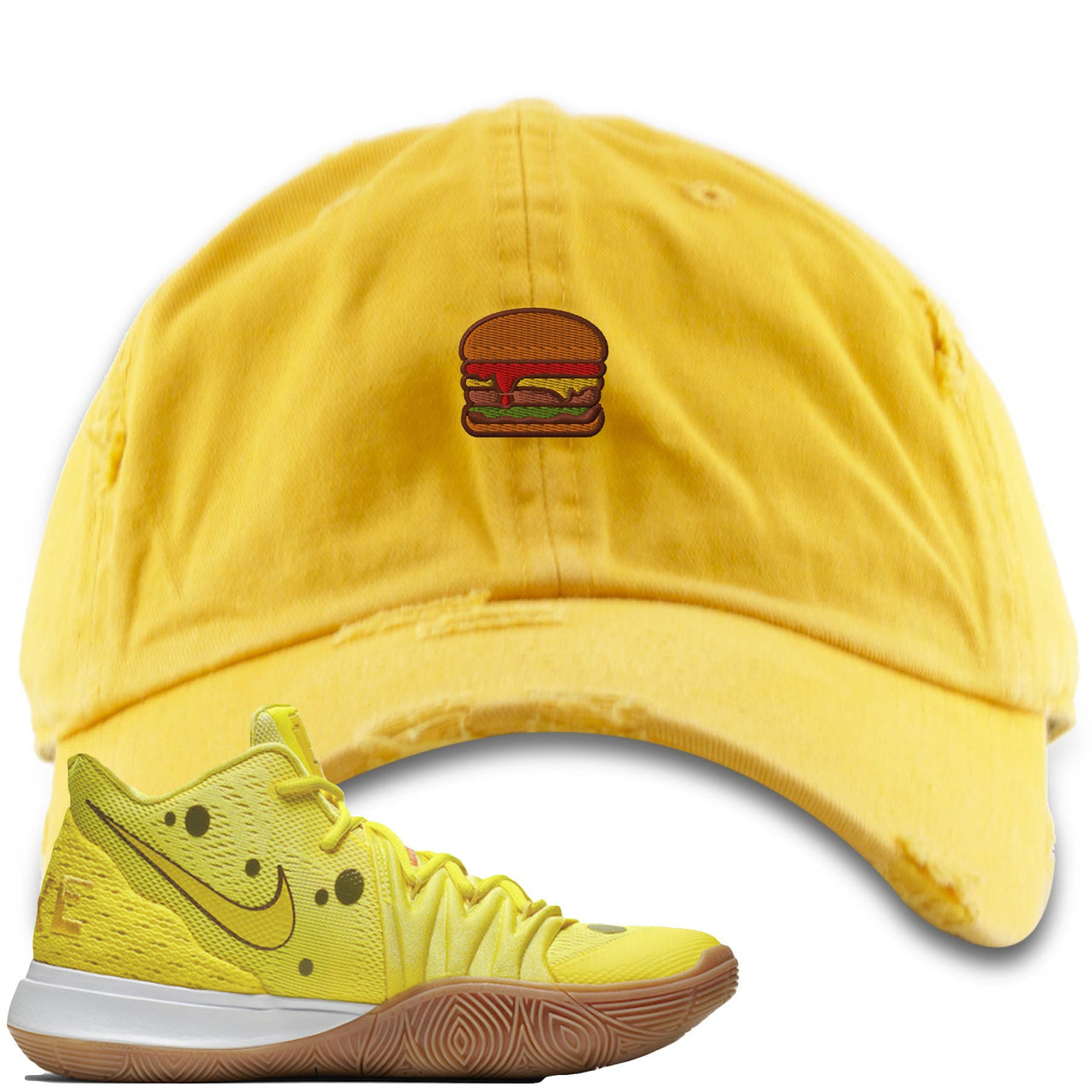 Spongebob K5s Distressed Dad Hat | Hamburger, Yellow