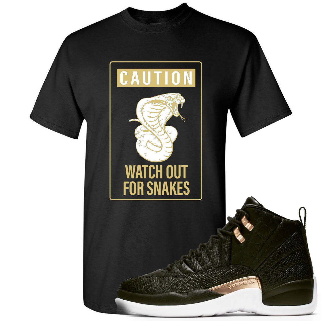 Reptile WMNS 12s T Shirt | Caution Snake, Black