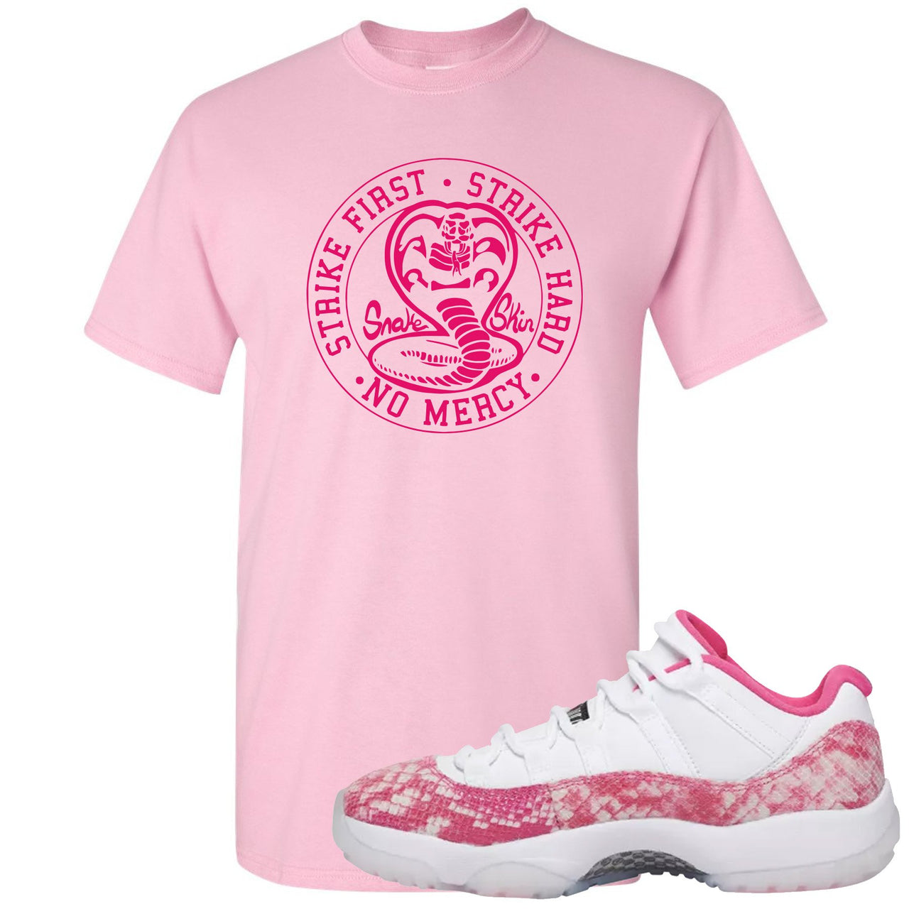 Pink Snakeskin WMNS Low 11s T Shirt | Cobra Snake, Light Pink