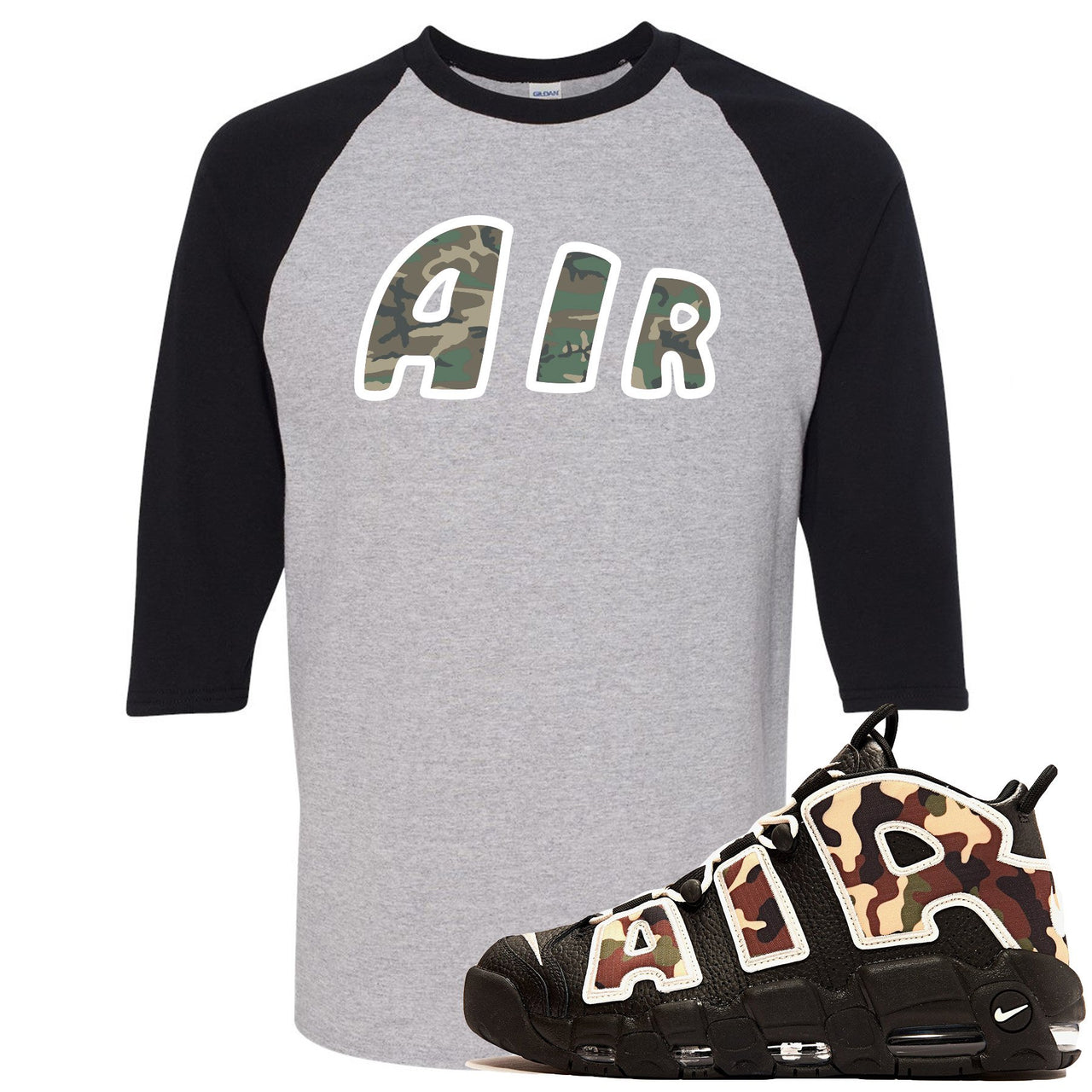 Camo Uptempos Raglan T Shirt | Air, Sport Grey and Black