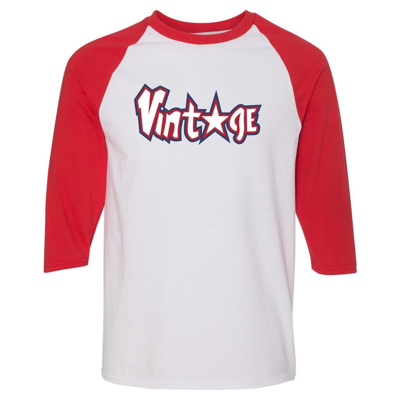 USA One Foams Raglan T Shirt | Vintage Star, White and Red