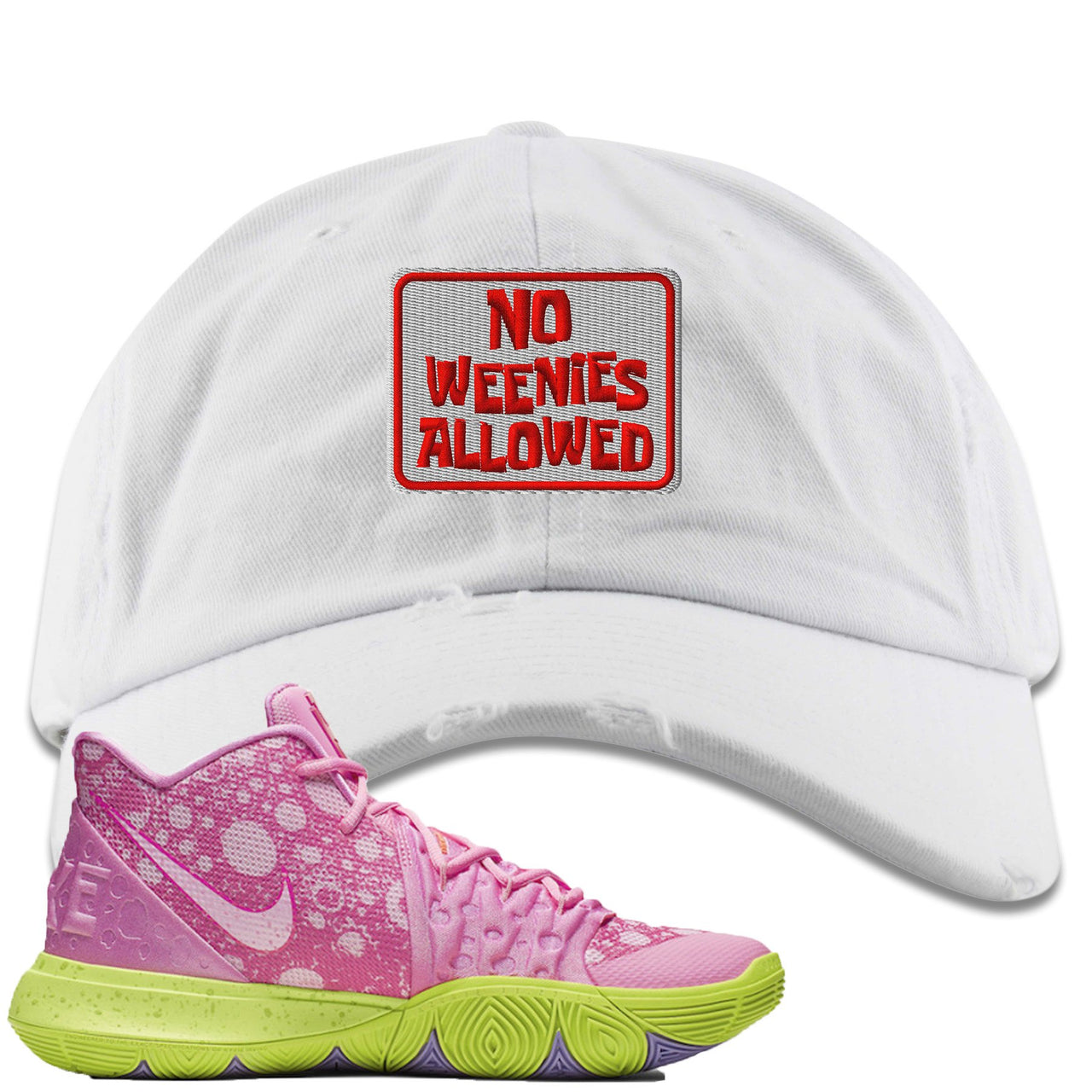 Patrick K5s Distressed Dad Hat | No Weenies Allowed, White