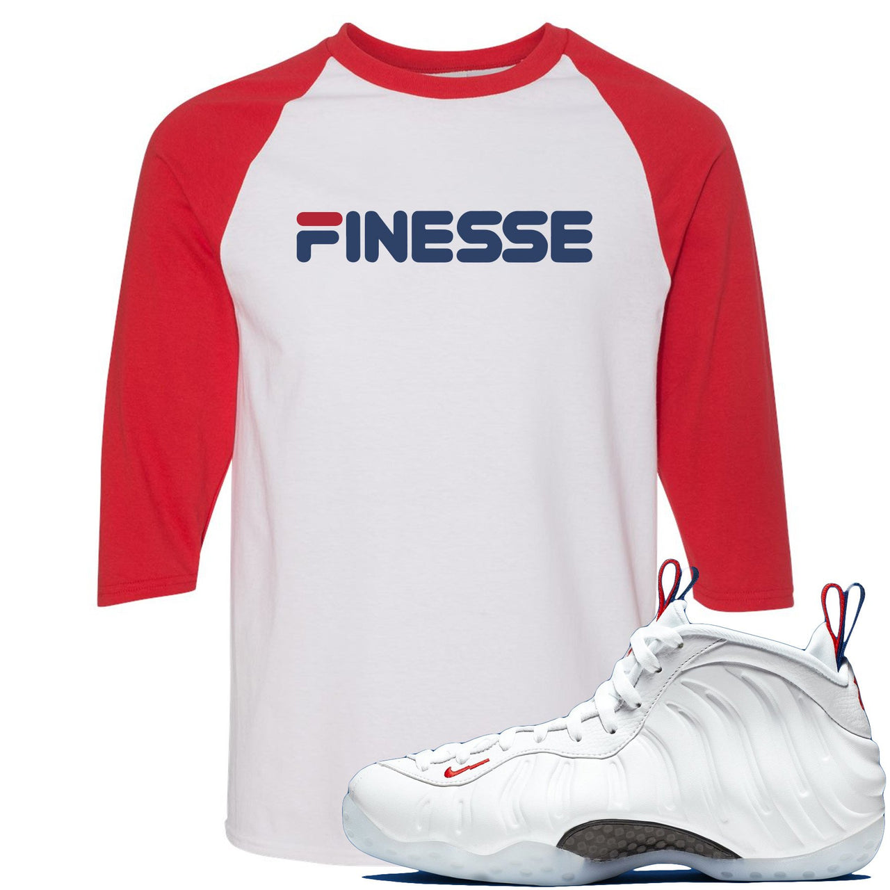 USA One Foams Raglan T Shirt | Finesse, White and Red