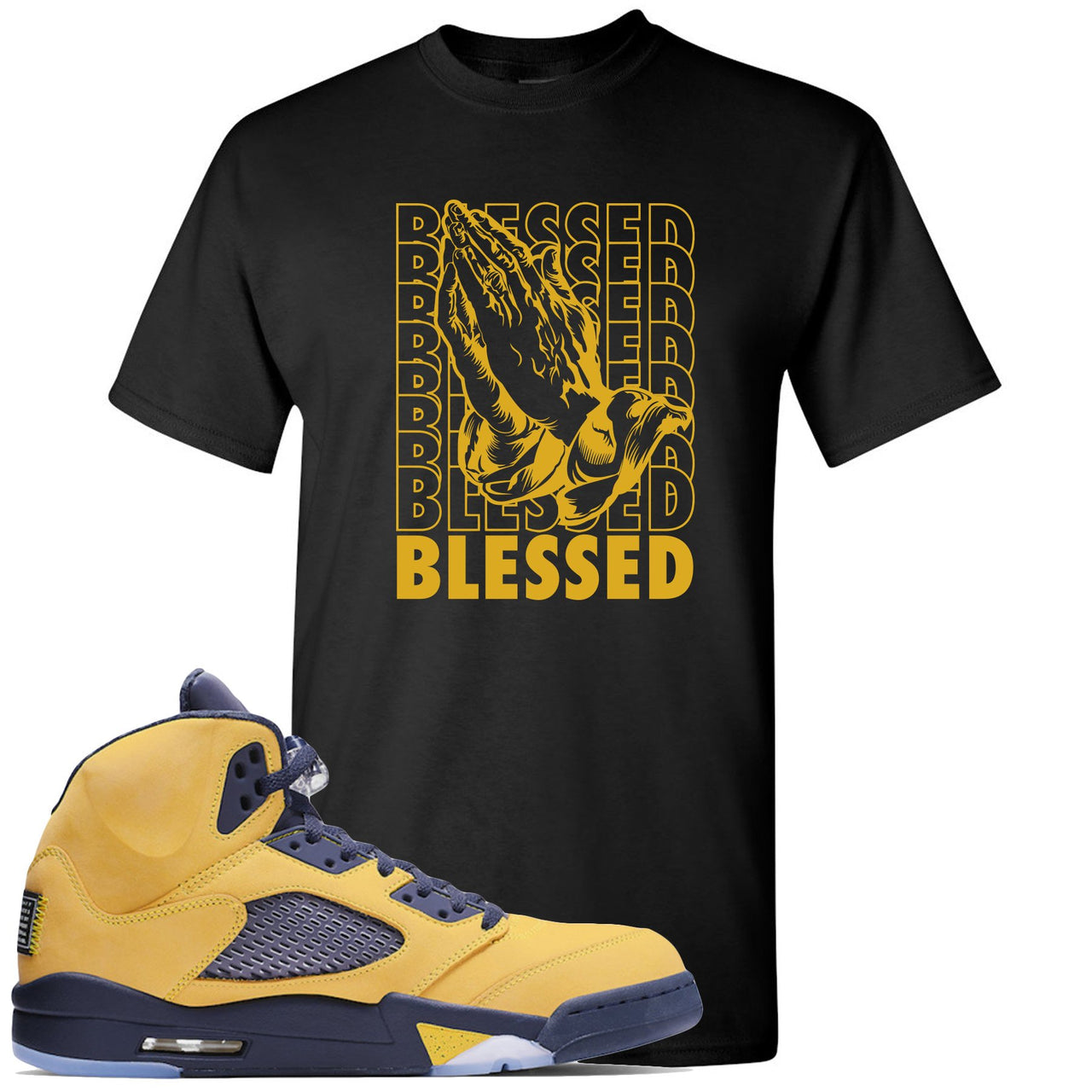 Michigan Inspire 5s T Shirt | Blessed Praying Hands, Black