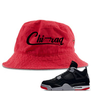 This red and black bucket hat will match great with your Air Jordan 4 Bred shoes