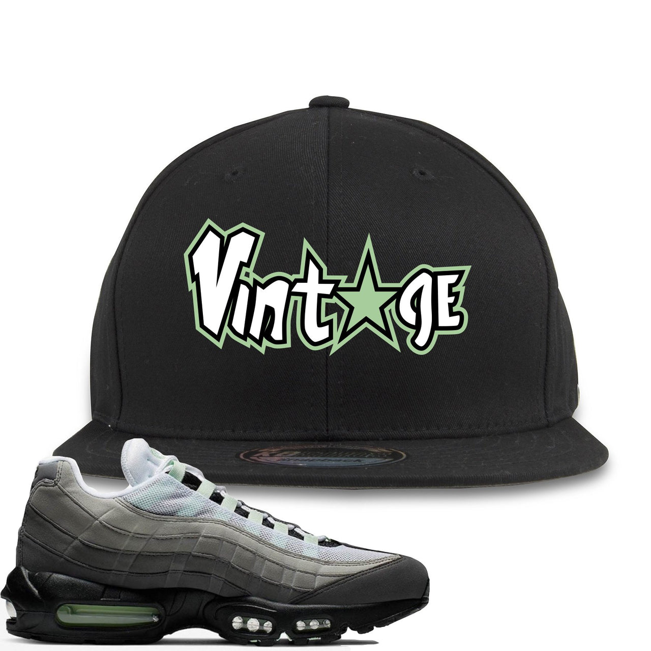 Fresh Mint 95s Snapback | Vintage Star Logo, Black